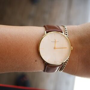 Nordgreen Watch - Native Series Gold/Brown Leather Wristband